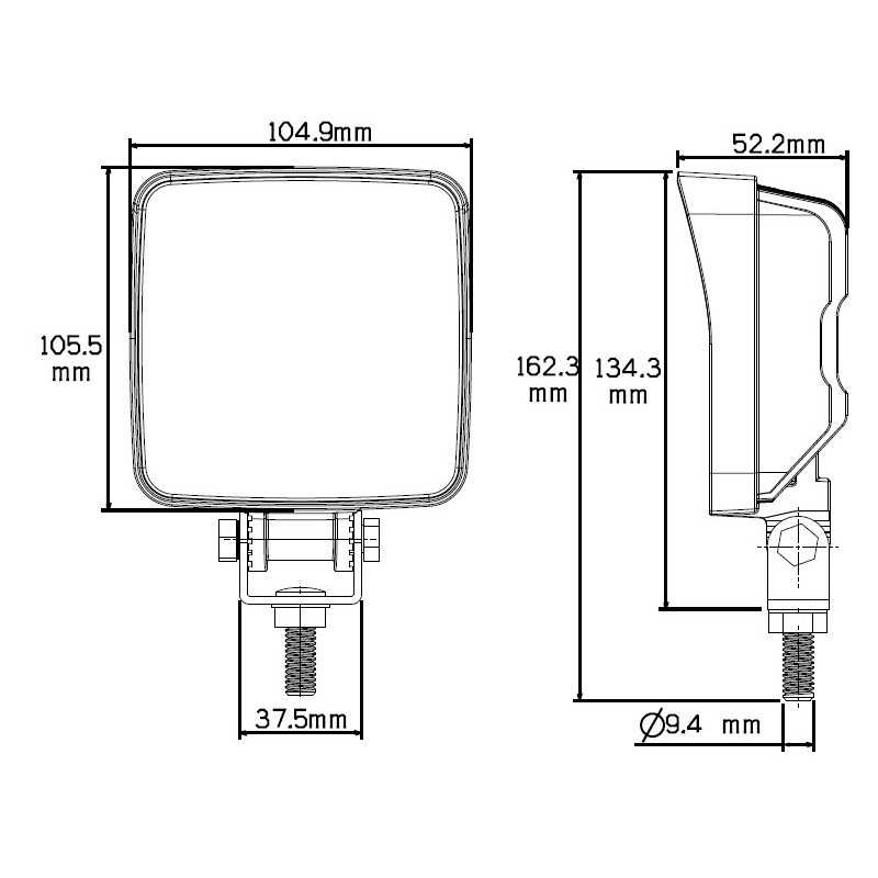 LED-MARTIN® RS1700 Feu De Recul LED Lampe De Travail Lampe De Recul Voiture 1700LM Carré 12V/24V Tous Types Noir