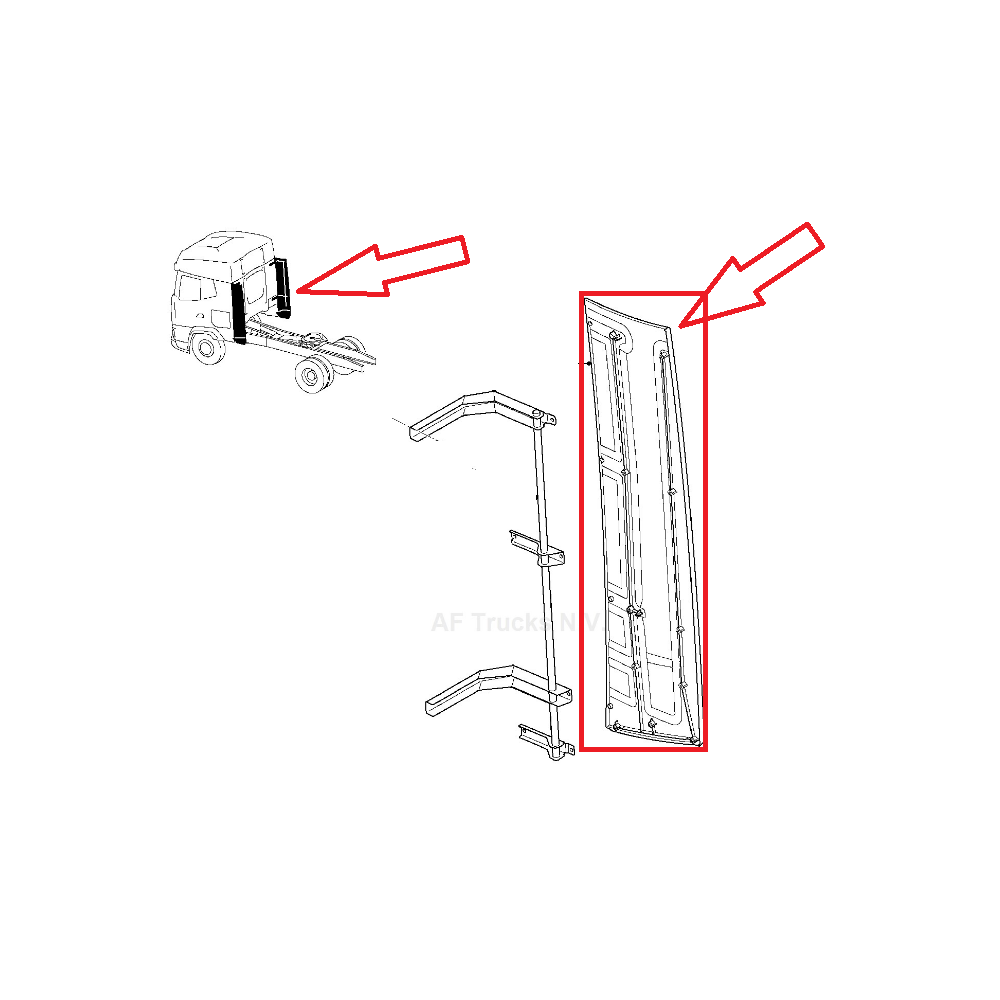 Volet déflecteur de cabine arrière droit, en origine, pour Daf