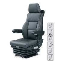 Siège pneumatique, lombaires pneumatique, ceinture 3 pts, sans accoudoirs, entraxe 216mm et noir