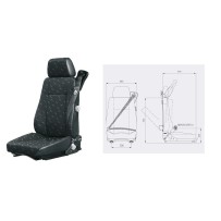 siège fixe, ceinture enrouleurs 3 pts, tissu, entraxe 216mm et gris