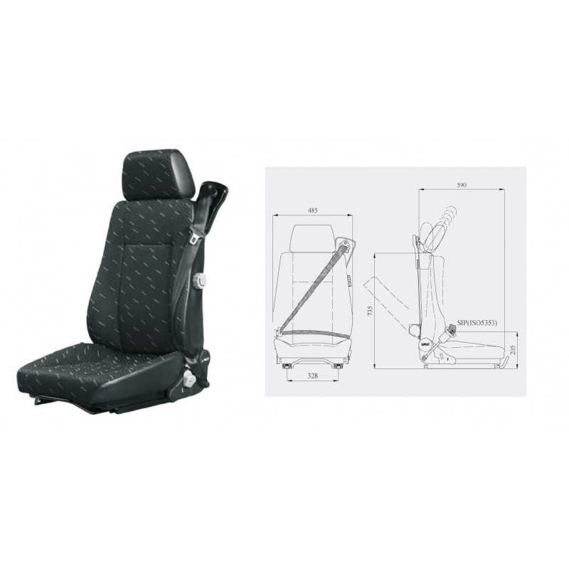 siège fixe, ceinture enrouleurs 3 pts, tissu, entraxe 216mm et gris