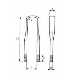 Etrier de ressort AR  M 27X200  + écrous et rondelles pour Renault Kérax