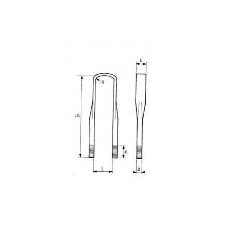 Etrier de ressort AR  M 27X200  + écrous et rondelles pour Renault Kérax