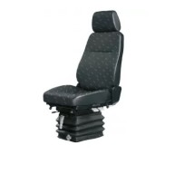 Siège suspension mécanique, Commande à G, sans ceinture, lombaires mécaniques, en vinyle noir, Avec Accoudoirs, Entraxe 230 mm