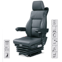 Siège Conducteur , suspension électro-pneumatique, lombaire pneumatique/ ceinture 3 pts, accoudoirs, noir , entraxe 216mm