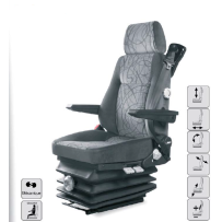 siège mécanique, commande à gauche, avec  ceinture, sans accoudoirs, entraxe 216mm et noir