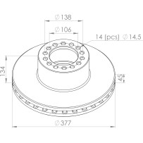 Disque de frein pour DAF/Mercedes Benz  DAF 1962314  MERCEDES 9754210012 MERCEDES 9754210112 MERCEDES 9754210212 MERCEDES 975421