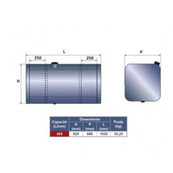 Réservoir carburant 400 litres pour Man TGA 81122015554 81122015814