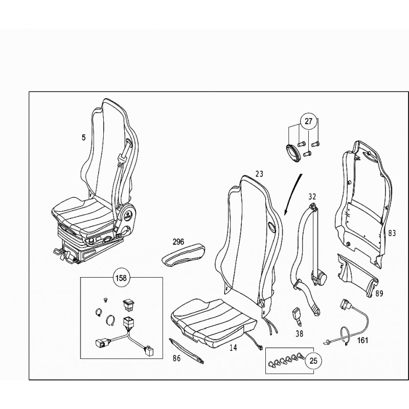 SIEGE CONDUCTEUR A GAUCHE pour Mercedes Benz 0009109401