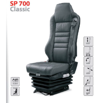 Siège pneumatique, passager, ceinture 3pts lombaire pneumatique, vinyle, avec accoudoirs, entraxe 260 et coloris noir