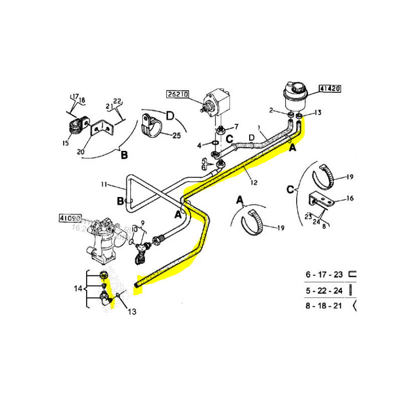Flexible du bocal au boitier de direction pour Renault Trucks 5010294243