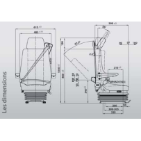 Siège de camion pneumatique, Tissus Gris, Avec ceinture, sans accoud., Entraxe 230mm