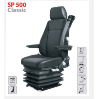 Siège pneumatique conducteur, lombaire mécanique, capteur de présence, tissu, sans options, entraxe 230 et coloris noir.