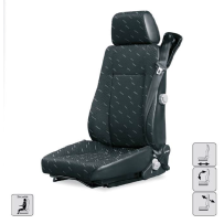 Siège fixe, conducteur, pas de ceinture et pas de lombaire, tissu, sans options, entraxe 216 et coloris noir.