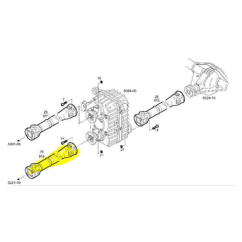 Arbre de transmission pont avant -boite de transfert pour Iveco 504263099