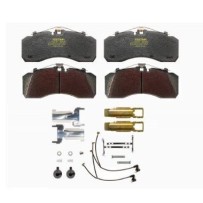 Jeu de 4 plaquettes de frein, marque KNORR - TEXTAR, avec témoins d'usure, pour Daf 1617343