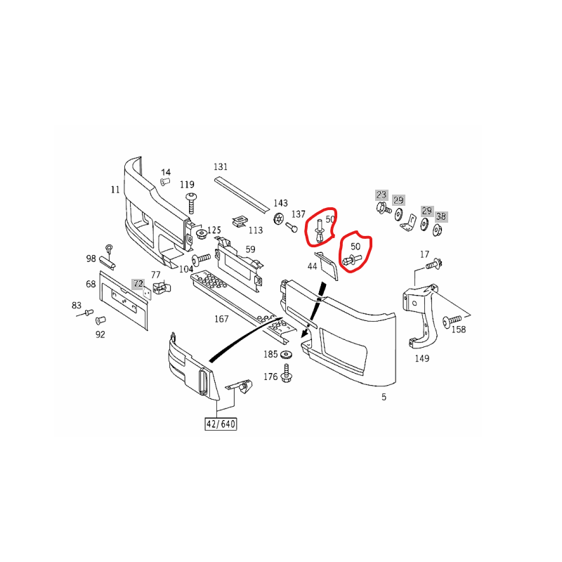 Rivet de pare choc pour Mercedes - A 9909900800