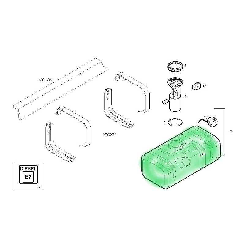 Reservoir à gasoil 117 Litres pour Iveco 5801512664