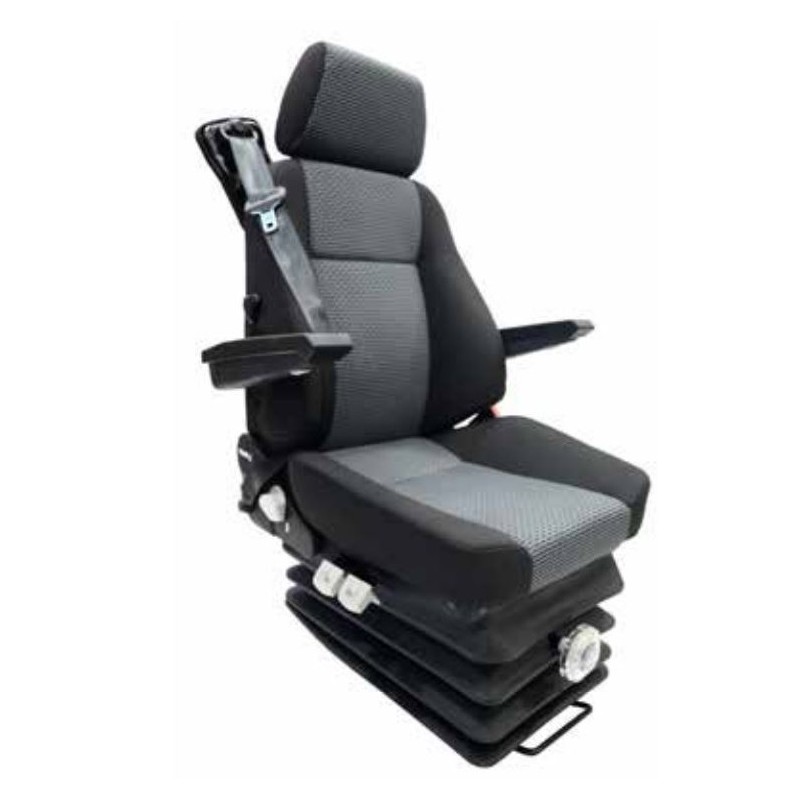 Siège Passag.,susp et lomb. mécanique, ceint., ss accoud., tissus Gris , Entrx. 216mm