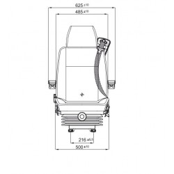 Siège Cond., Susp et Lomb. mécanique, ceint., ss accoud., Tissus Gris, EntrX. 216mm
