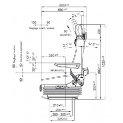 Siège Cond., Susp et Lomb. mécanique, ceint., ss accoud., Tissus Gris, EntrX. 216mm