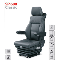 Siège cuir pneumatique, passager, ceinture 3pts, accoudoirs, etx 230 noir