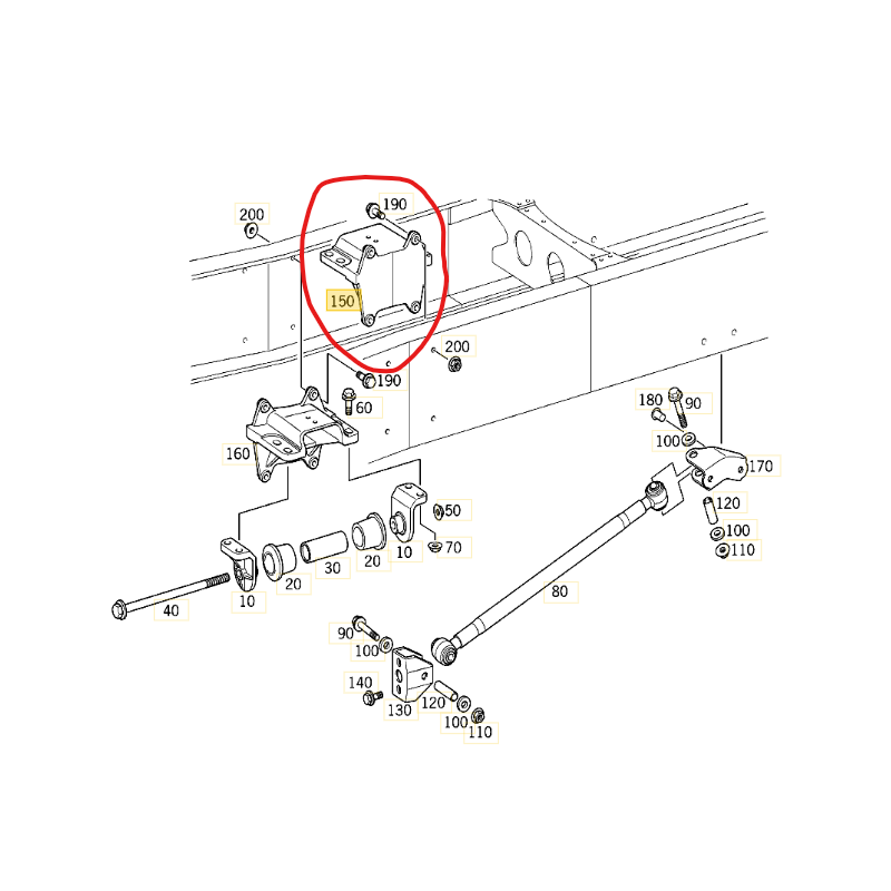 Fixation de boite de transfert D pour Mercedes - A 9412851340