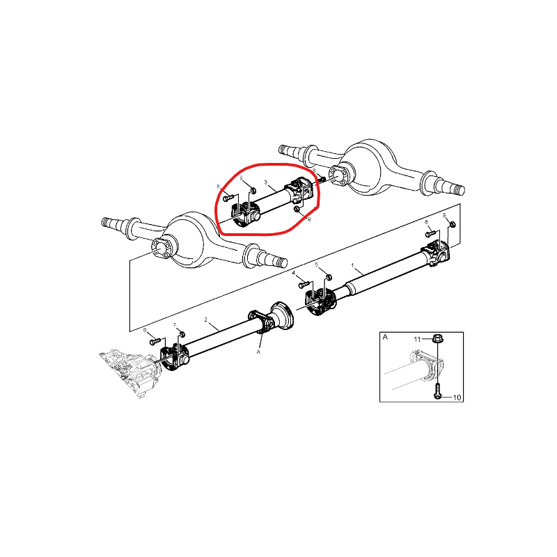 Arbre de transmission L 700 pour  Renault Premium II TR/PR/ DXi 7, Kerax /DXi 11/13, AE Magnum, Magnum E-Tech