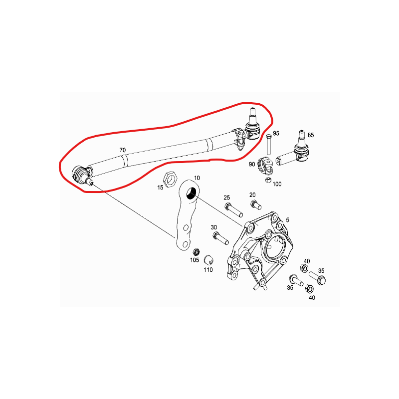 Barre de direction pour Mercedes - A 9604631715