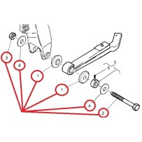 Kit Axe + écrou + 2 rondelles + 2 entretoises d'usure pour Renault