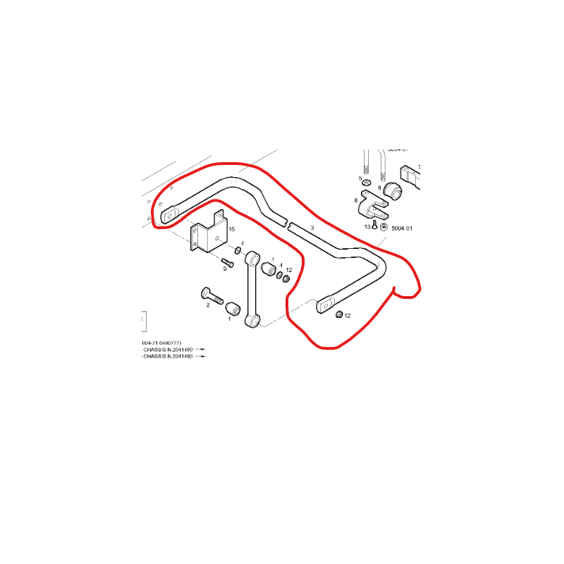 Barre stabilisatrice AV pour Iveco - 98459080