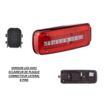 Feu arrière Gauche, à leds, avec éclairage plaque, et connexion latéral 8 pins, pour Daf 1981862