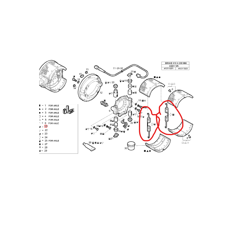 Kit de ressort de machoire pour Iveco - 93161626