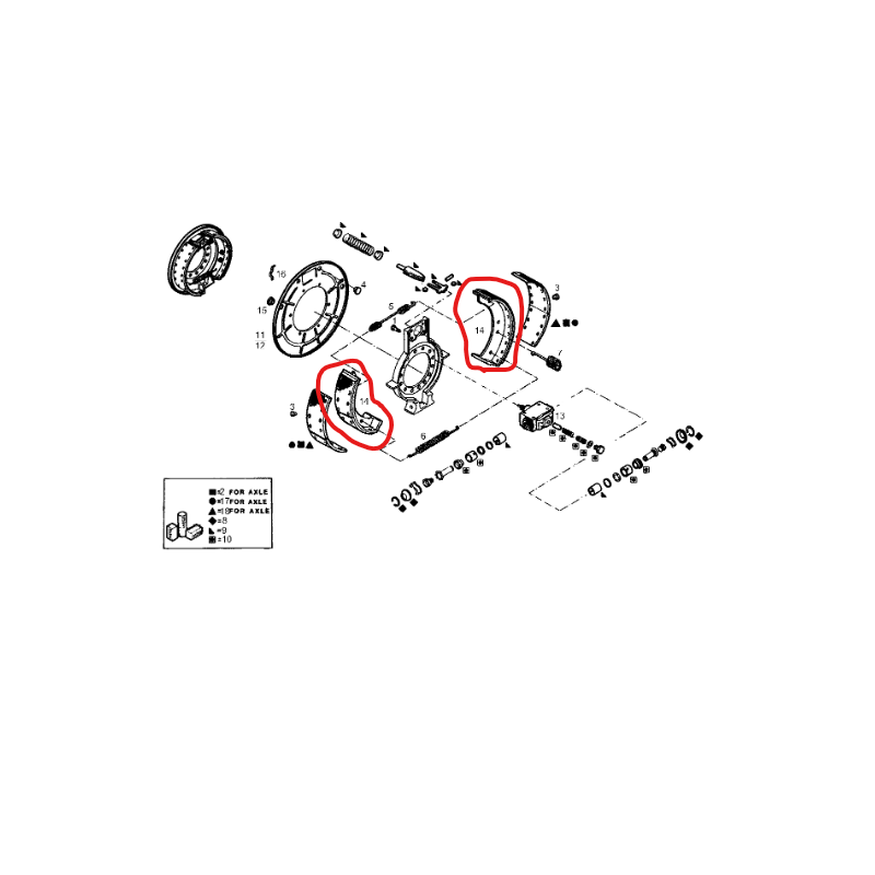 Jeu de mâchoire de frein AR pour Iveco - 8198949