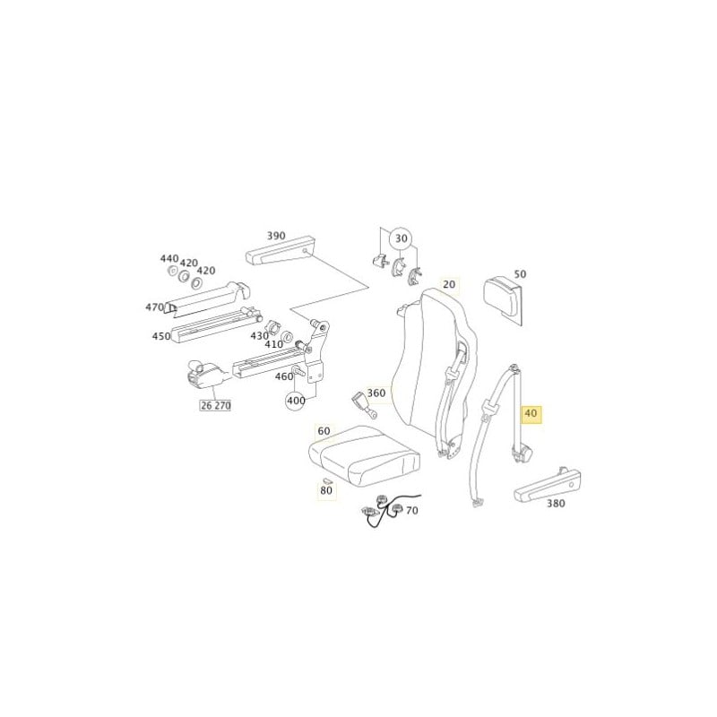 Ceinture de Sécurité G/D Fixation sur Cabine A 0038607085