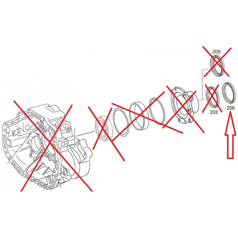 Joint spi de carter arrière de boite (R206) d: 95 mm, D: 115 mm, H1: 12 mm, H2: 13 mm pour Mercedes