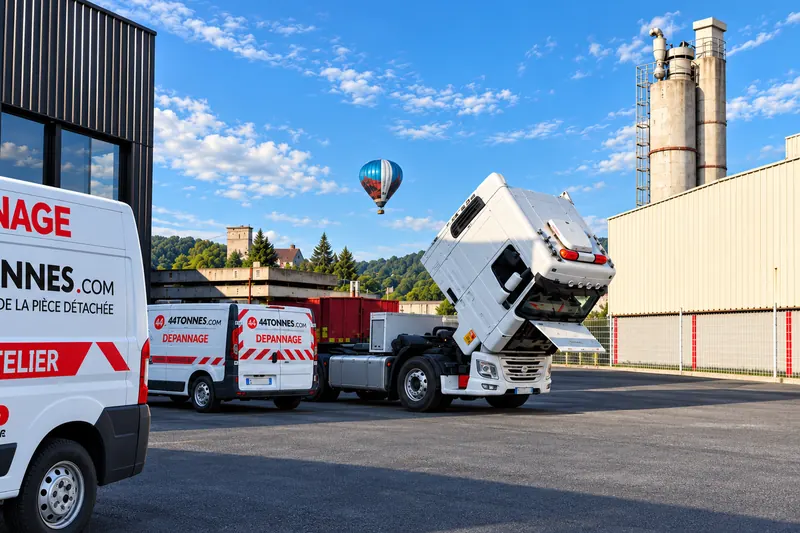 Site 44TONNES : camionnettes de dépannage et tracteur poids lourd cabine basculée pour intervention